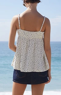 John Galt White Floral Edith Tank Top