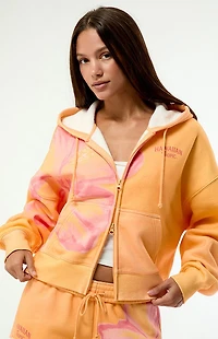 Hawaiian Tropic Hibiscus Cropped Zip Up Hoodie