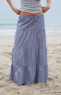 John Galt Blue Gingham Nadia Maxi Skirt