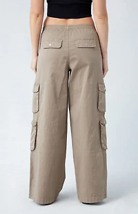 Pacsun Taupe Draped Low Rise Wide Leg Cargo Pants