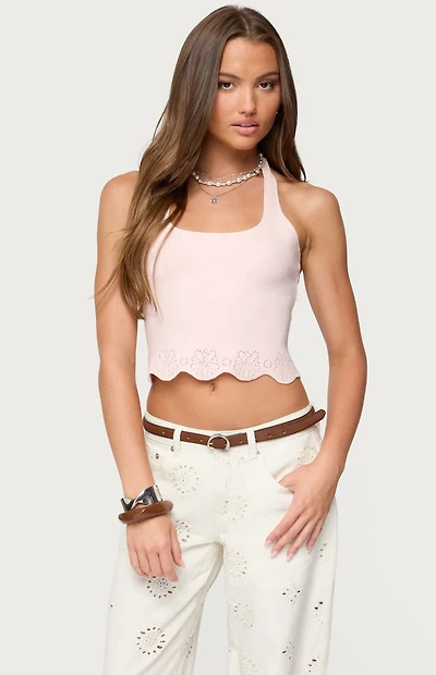 Edikted Jazmyn Scalloped Halter Top