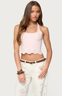 Edikted Jazmyn Scalloped Halter Top
