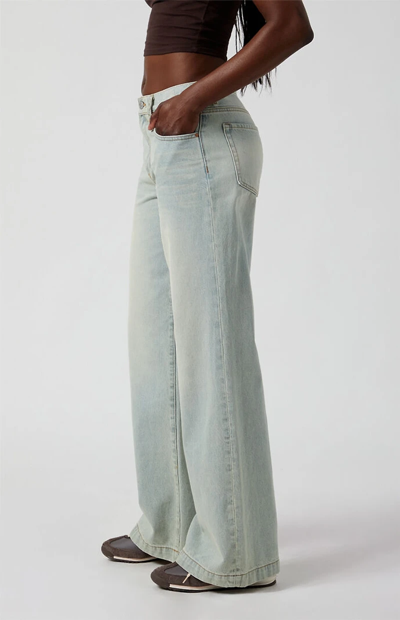 Pacsun Lena Low Rise Super Baggy Jeans Light Indigo Acid Wash