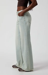Pacsun Lena Low Rise Super Baggy Jeans Light Indigo Acid Wash
