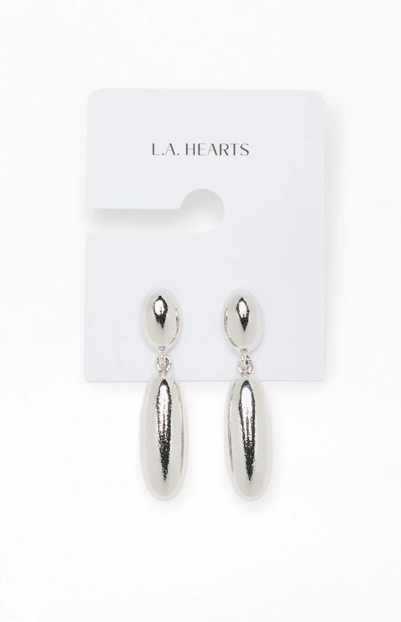 LA Hearts Silver Teardrop Metal Earrings