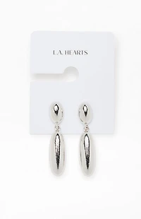 LA Hearts Silver Teardrop Metal Earrings