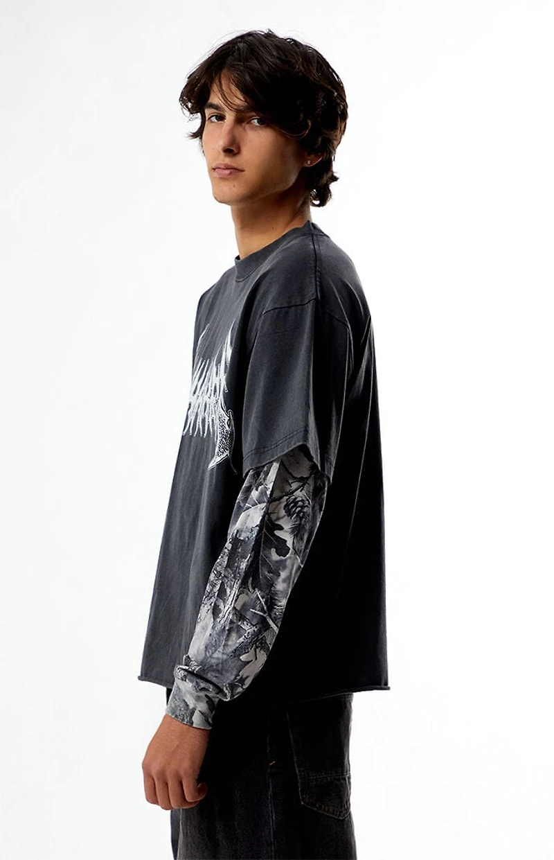 Pacsun Unshaken Cropped Camo 2fer Long Sleeve T-Shirt