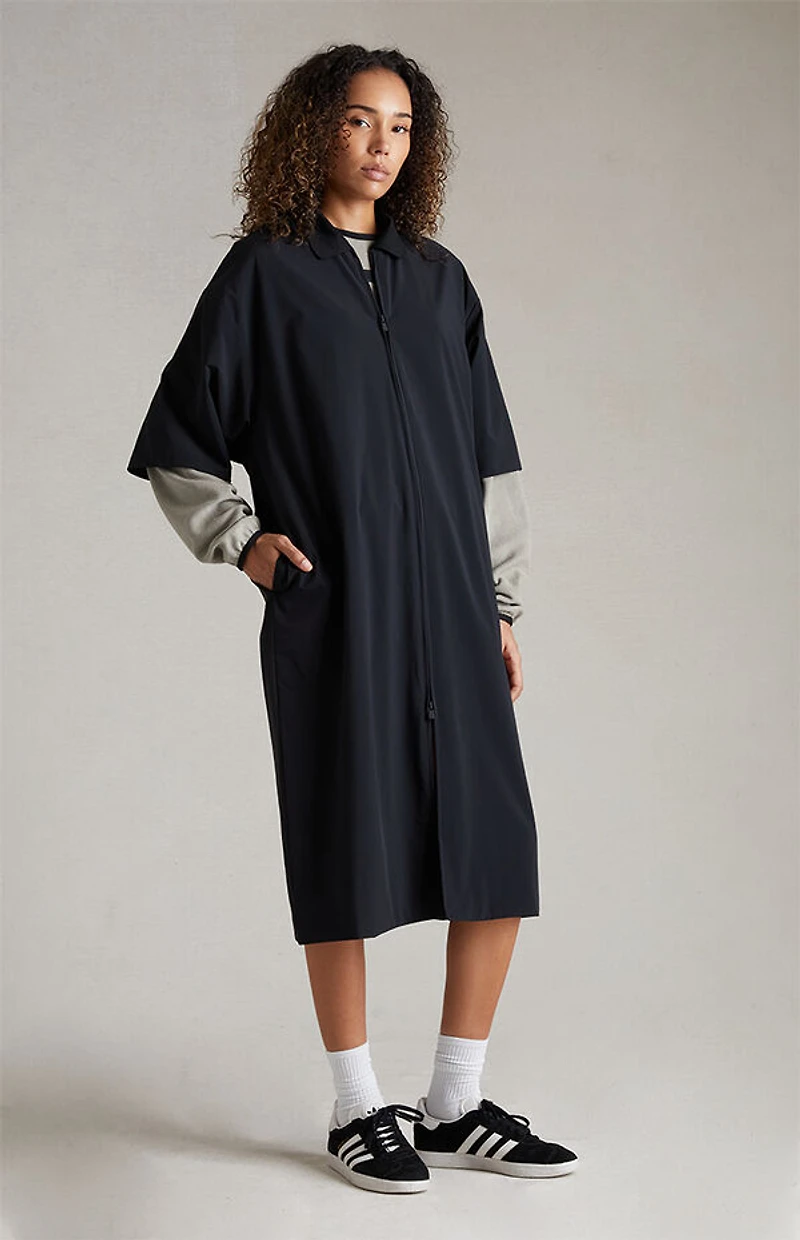 Fear of God ESSENTIALS Women's Jet Black Full Zip Polo Dress