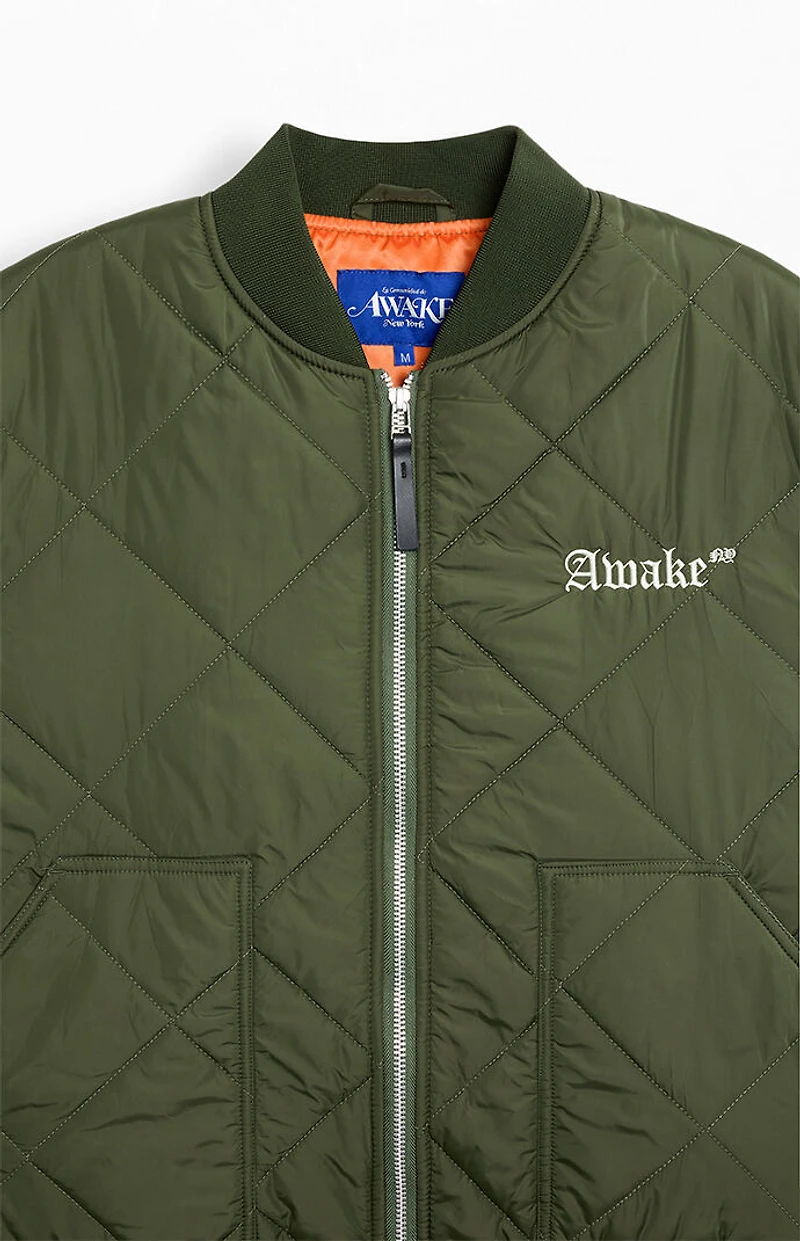 Awake NY Quilted Patch Bomber Jacket