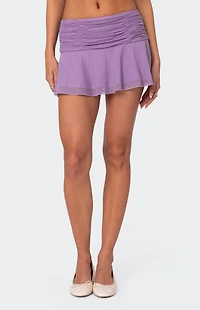 Edikted Rebecca Ruched Mesh Mini Skirt