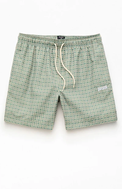 Pacsun Micro Plaid Eco 6.5" Swim Trunks