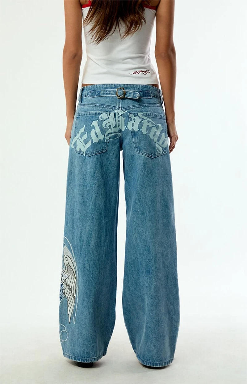 Ed Hardy Cross Wings Low Rise Baggy Jeans