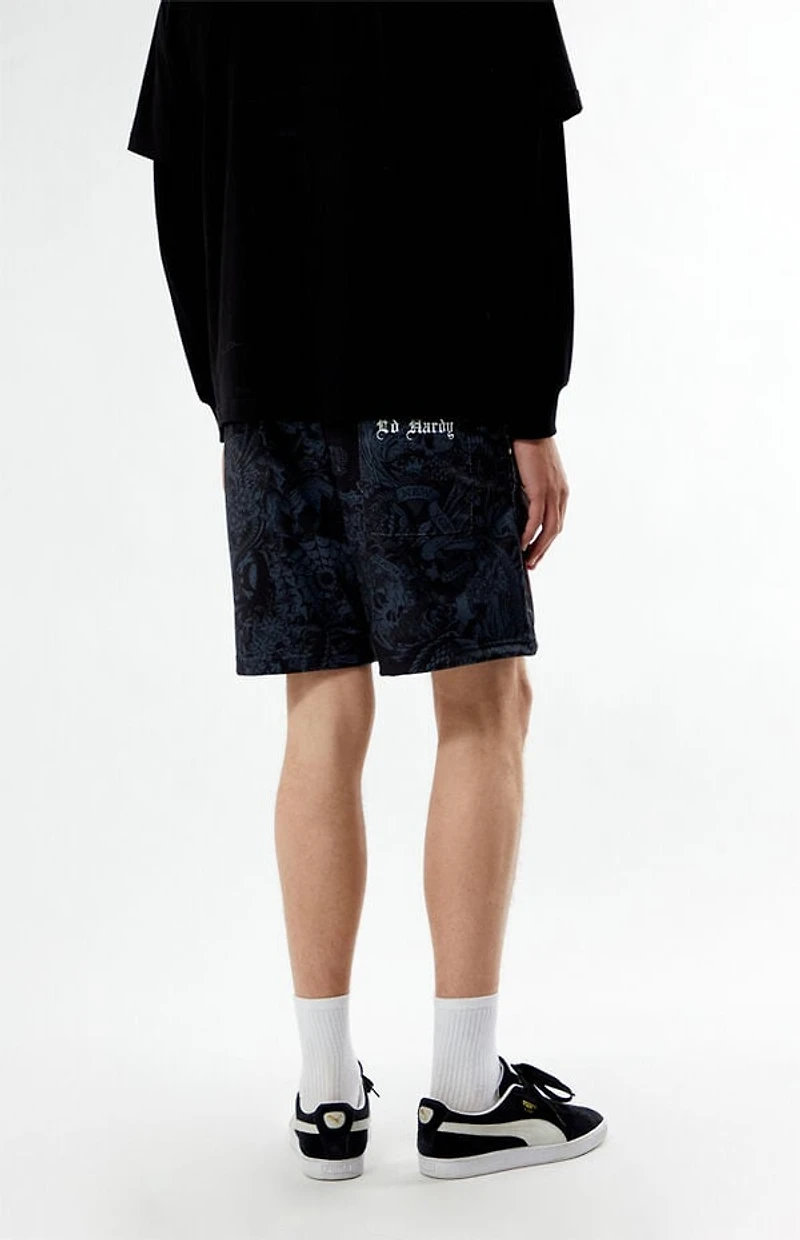 Ed Hardy Cobra Flame Mesh Shorts