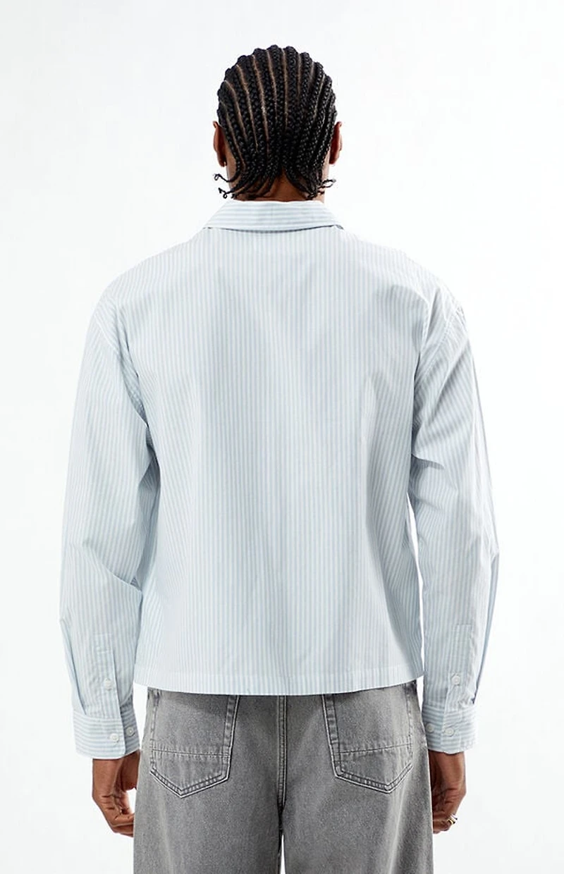 Pacsun Blue Drew Striped Long Sleeve Button Down Shirt