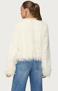 Edikted Aleandra Fringed Faux Feather Jacket