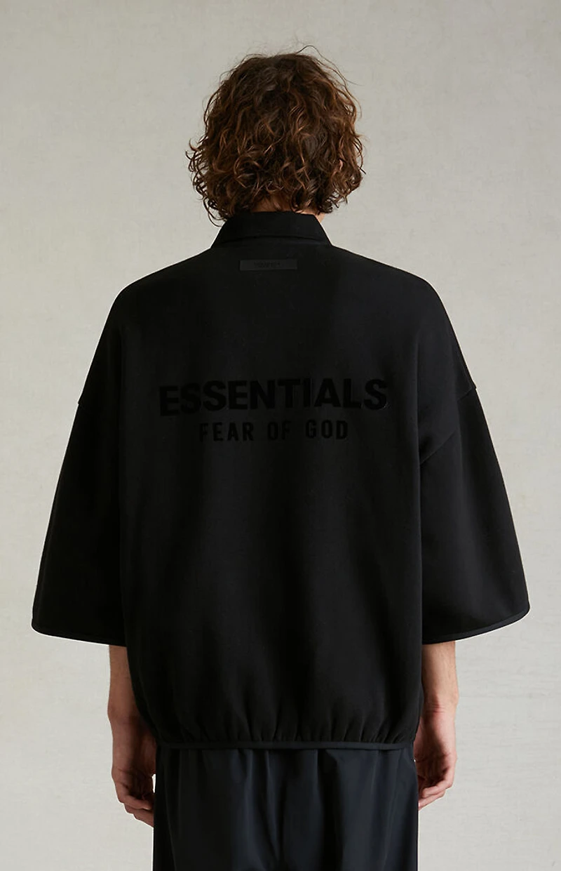 Fear of God ESSENTIALS Black 3/4 Sleeve Polo Sweatshirt