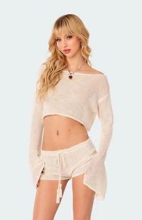 Edikted Riya Off Shoulder Knitted Crop Top