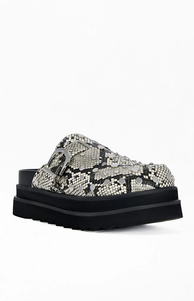 AZALEA WANG Women's Billie Snake Flatform Mules