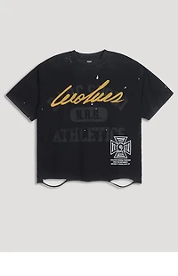 DARC SPORT ATHLETICS SSDDNFGU N.R.G. Grunge Raw Hem Cropped Oversized T-Shirt