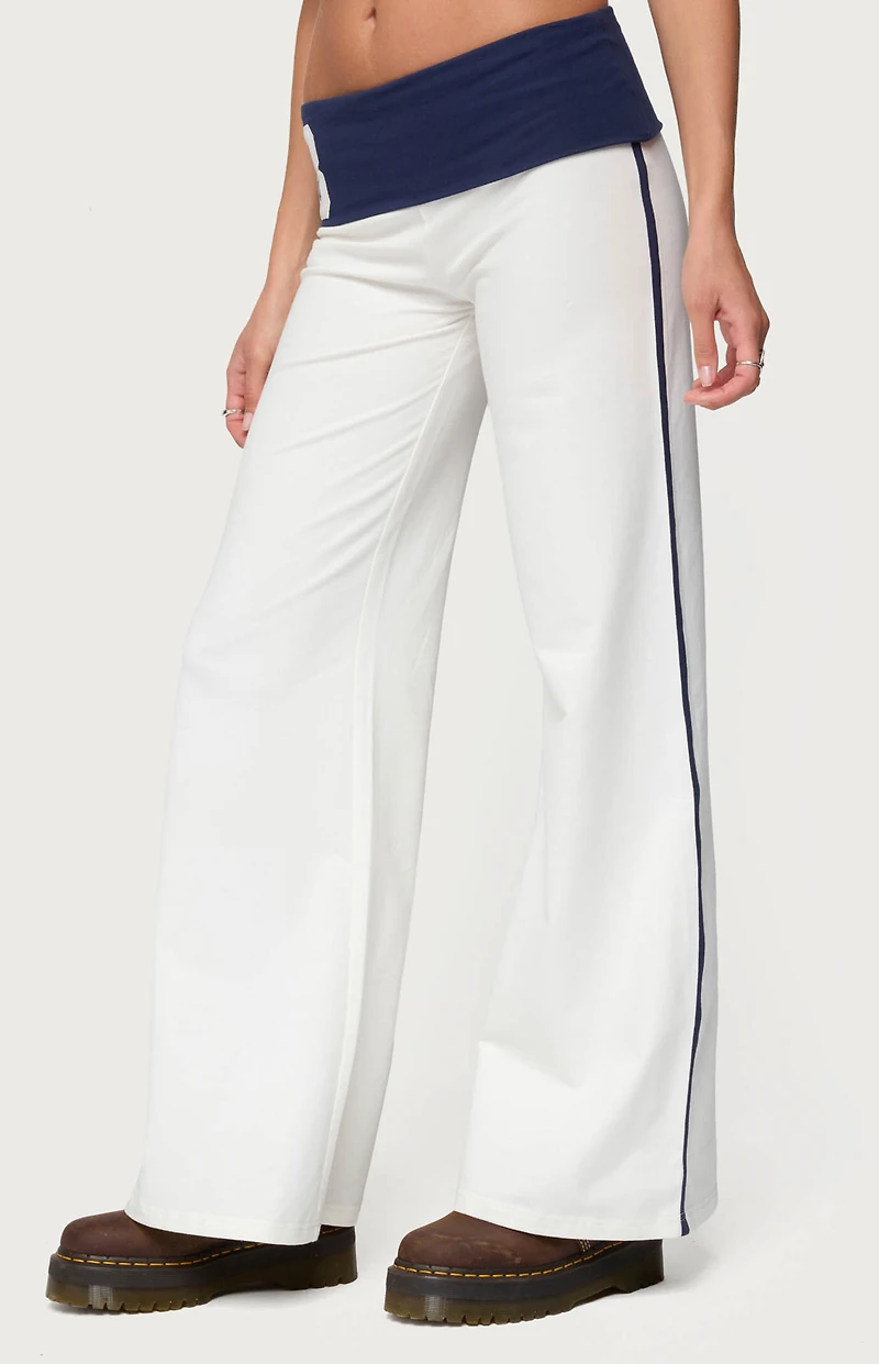 Edikted 8 Contrast Fold Over Wide Leg Pants