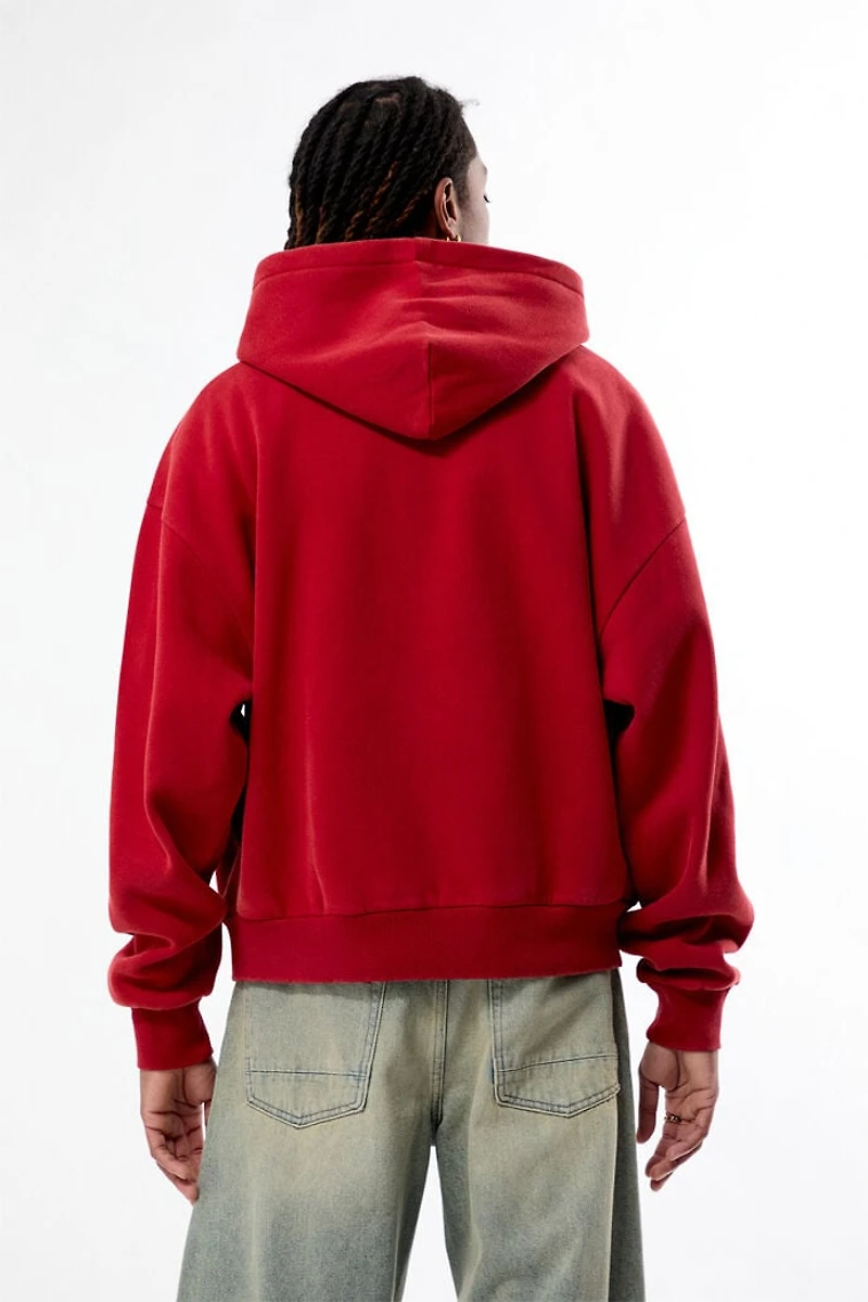 Pacsun Red Washed Full Zip Cropped Hoodie
