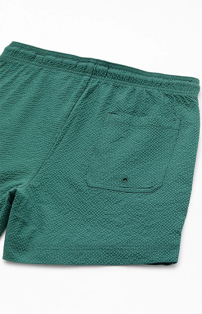 Pacsun Green Seersucker 4.5" Swim Trunks