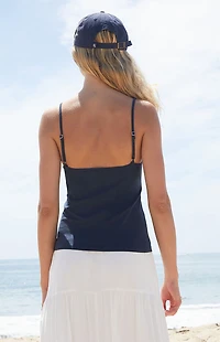 John Galt Navy Amara Ruffle Tank Top