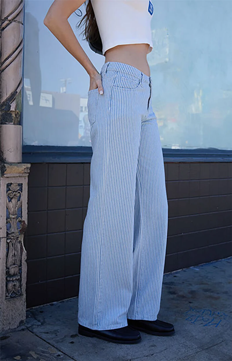John Galt Striped Low Rise Baggy Pants
