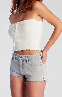 Pacsun Light Indigo Bow Denim Micro Shorts