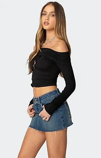 Edikted Lace Up Fold Over Top