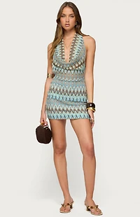 Edikted Ziggy Striped Backless Knit Mini Dress
