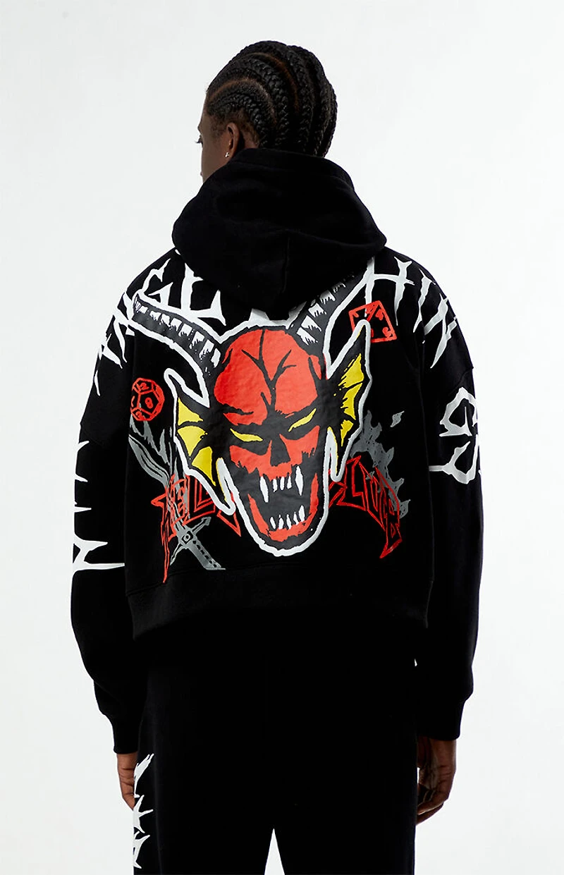 Netflix x Stranger Things Black Hellfire Club Cropped Hoodie