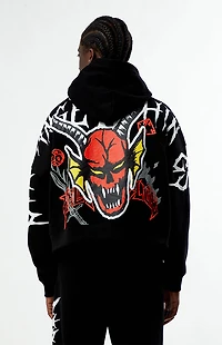 Netflix x Stranger Things Black Hellfire Club Cropped Hoodie