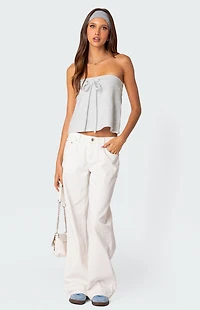 Edikted Caroline Tie Front Strapless Top