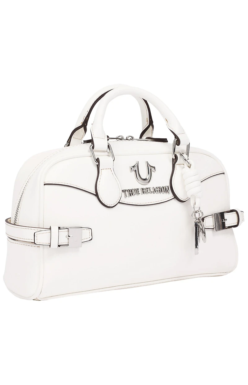 True Religion Brooks Smooth Faux Leather Belted Satchel Bag