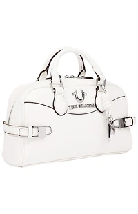True Religion Brooks Smooth Faux Leather Belted Satchel Bag
