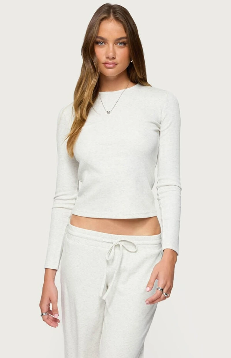 Edikted Cicilia Long Sleeve Ribbed T-Shirt