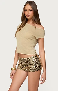 Edikted Holly Glitter Off Shoulder Top