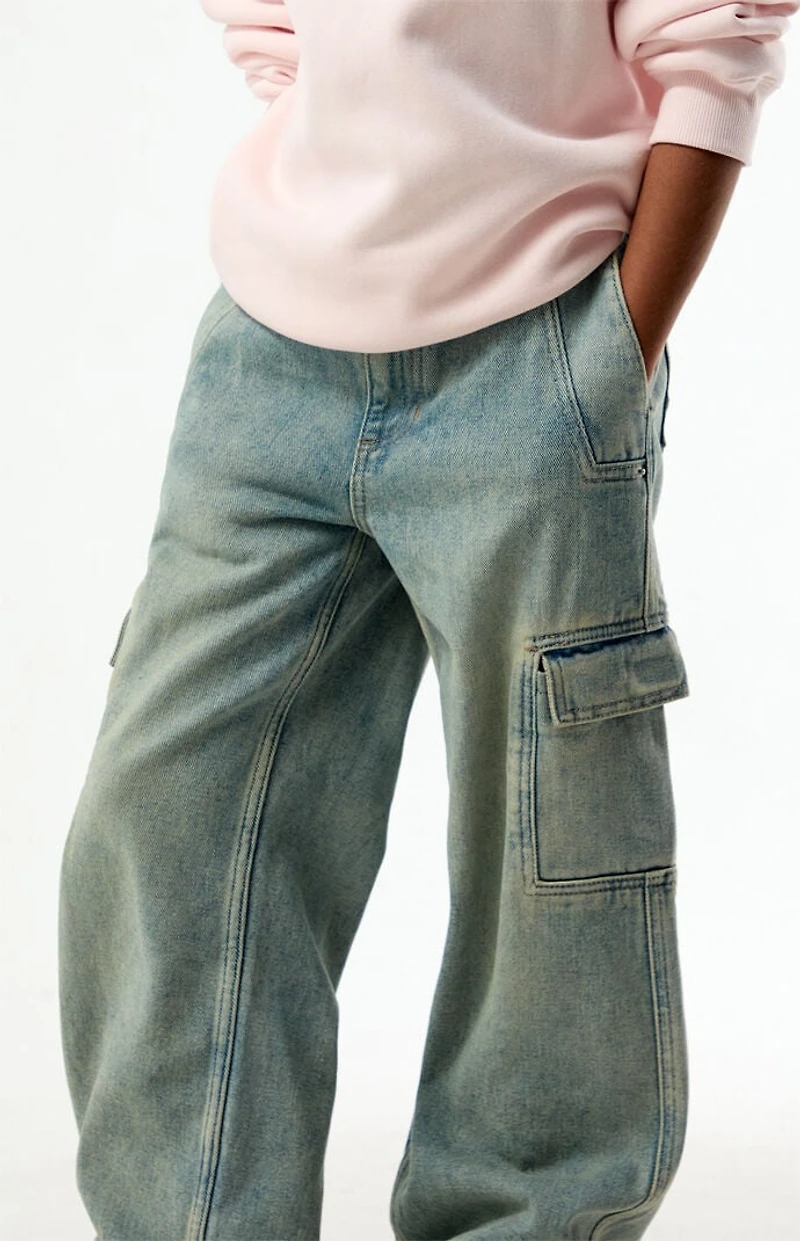 Pacsun Baggy Jeans Cargo Light Blue Tint