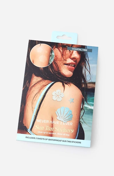 NEVER HAVE I EVER Coastal Vibe Sun Tan Stickers