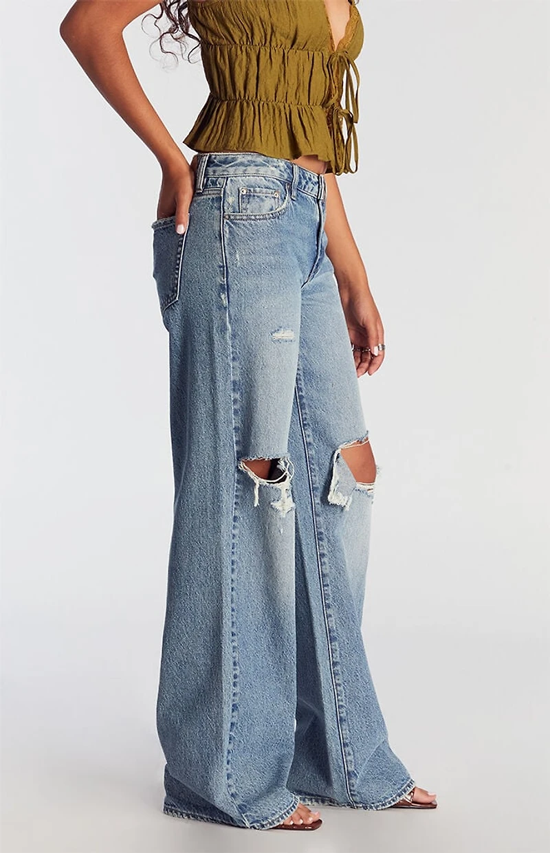 Pacsun Casey Low Rise Baggy Jeans Ripped Medium Indigo