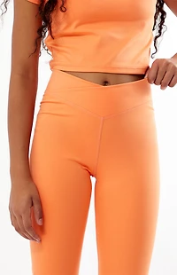 PAC 1980 Kids WHISPER Active Melon Crossover Flare Yoga Pants