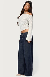 Edikted Alef Sheer Lace Off Shoulder Top