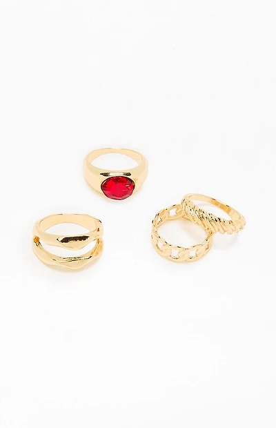 LA Hearts 4 Pack Cerise Rings