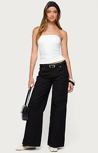 Edikted Misha Polka Dot Baggy Low Rise Jeans