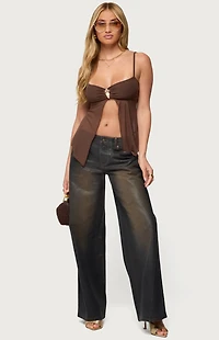 Edikted Reeve Split Front Sheer Mesh Top