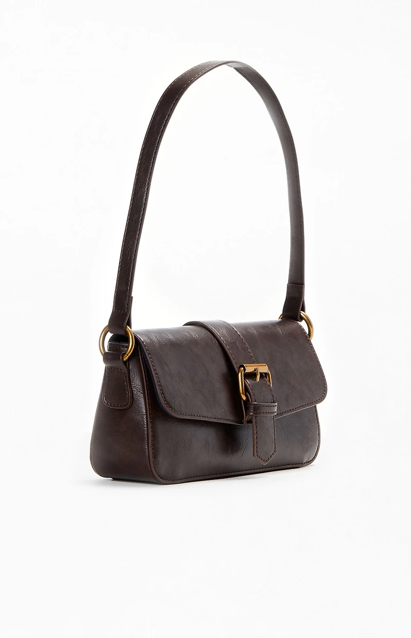 John Galt Brown Buckle Shoulder Bag