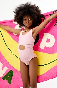 Pacsun Kids Pink Cutout One Piece Swimsuit