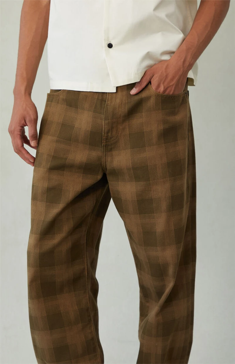 Pacsun Dylan Baggy Jeans Plaid Brown