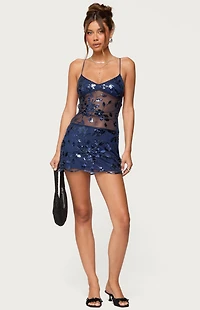 Edikted Beaded & Sequin Backless Mini Dress